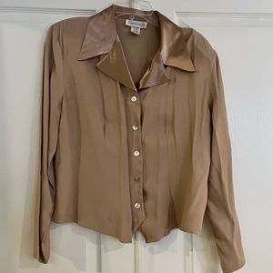 Impressions Tuxedo Style Tan Blouse size 16